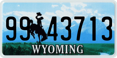 WY license plate 9943713