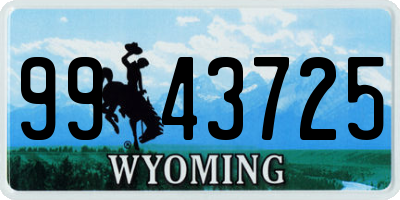 WY license plate 9943725