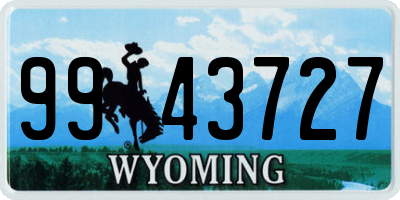 WY license plate 9943727