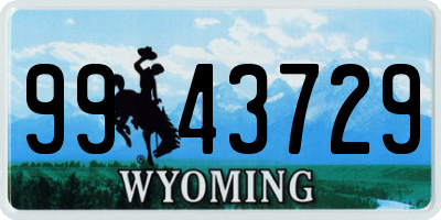 WY license plate 9943729