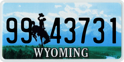 WY license plate 9943731