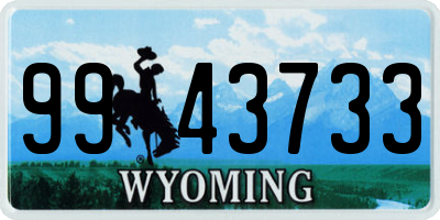 WY license plate 9943733