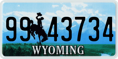 WY license plate 9943734