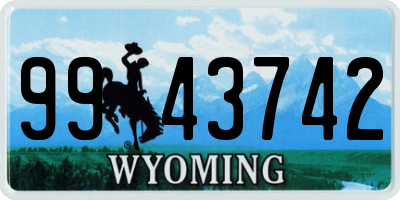 WY license plate 9943742