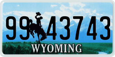 WY license plate 9943743