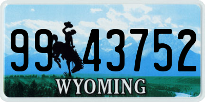 WY license plate 9943752