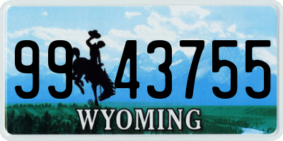 WY license plate 9943755