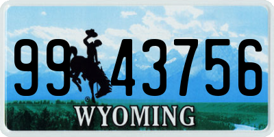 WY license plate 9943756