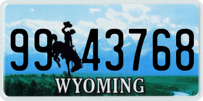 WY license plate 9943768