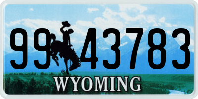 WY license plate 9943783