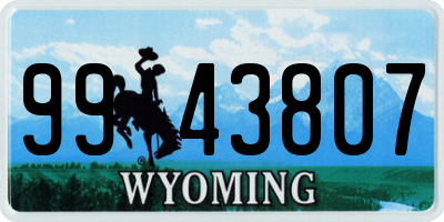 WY license plate 9943807