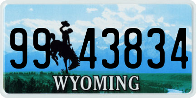 WY license plate 9943834