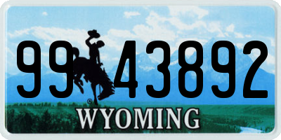 WY license plate 9943892