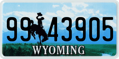 WY license plate 9943905