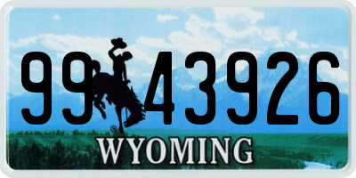 WY license plate 9943926