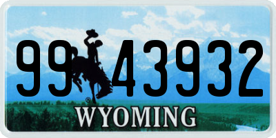 WY license plate 9943932