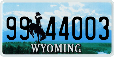 WY license plate 9944003