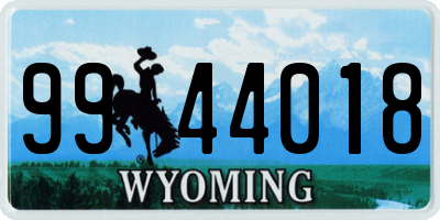 WY license plate 9944018