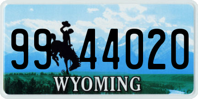 WY license plate 9944020