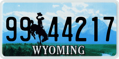 WY license plate 9944217
