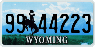 WY license plate 9944223