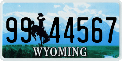 WY license plate 9944567