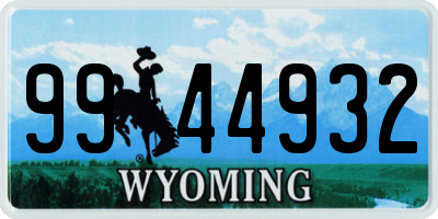 WY license plate 9944932