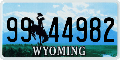 WY license plate 9944982