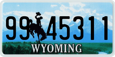 WY license plate 9945311