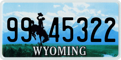 WY license plate 9945322