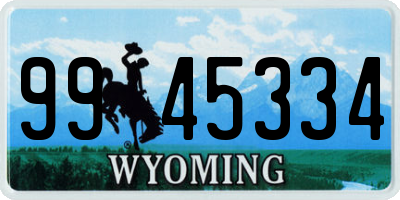 WY license plate 9945334