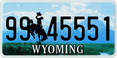 WY license plate 9945551