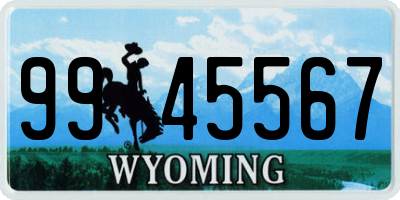 WY license plate 9945567