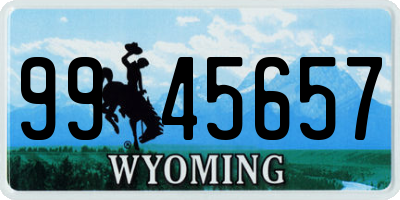 WY license plate 9945657