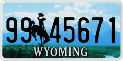 WY license plate 9945671