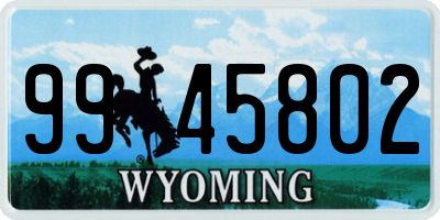 WY license plate 9945802