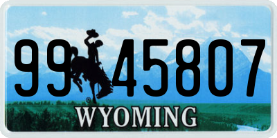 WY license plate 9945807