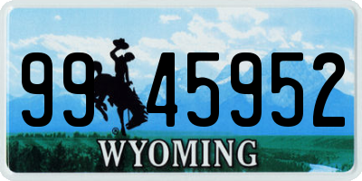 WY license plate 9945952