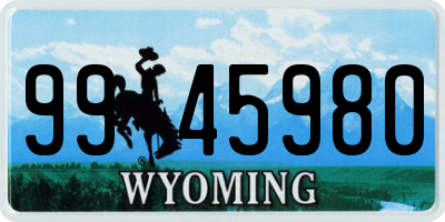 WY license plate 9945980