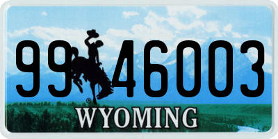 WY license plate 9946003