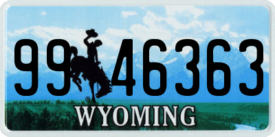 WY license plate 9946363