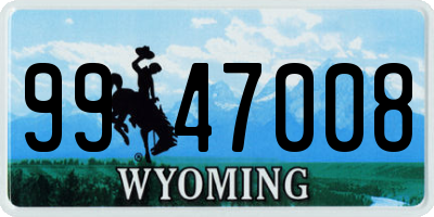 WY license plate 9947008