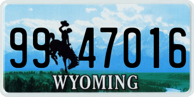 WY license plate 9947016