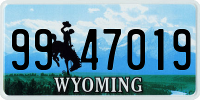 WY license plate 9947019