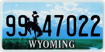 WY license plate 9947022