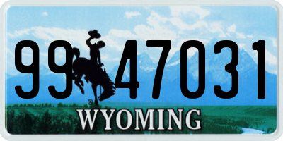 WY license plate 9947031