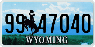 WY license plate 9947040