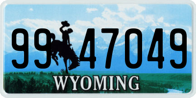 WY license plate 9947049