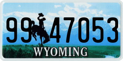 WY license plate 9947053