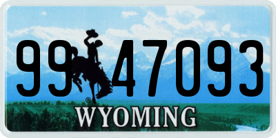 WY license plate 9947093